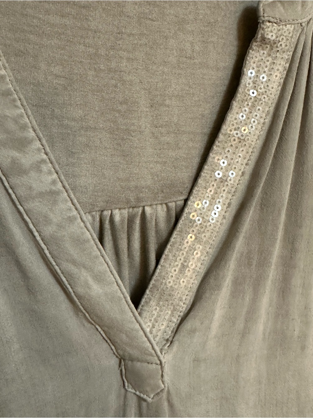Lieblingsstück M Gray Sequin Placket Long Sleeve Tunic Top Boho - Picture 3 of 6